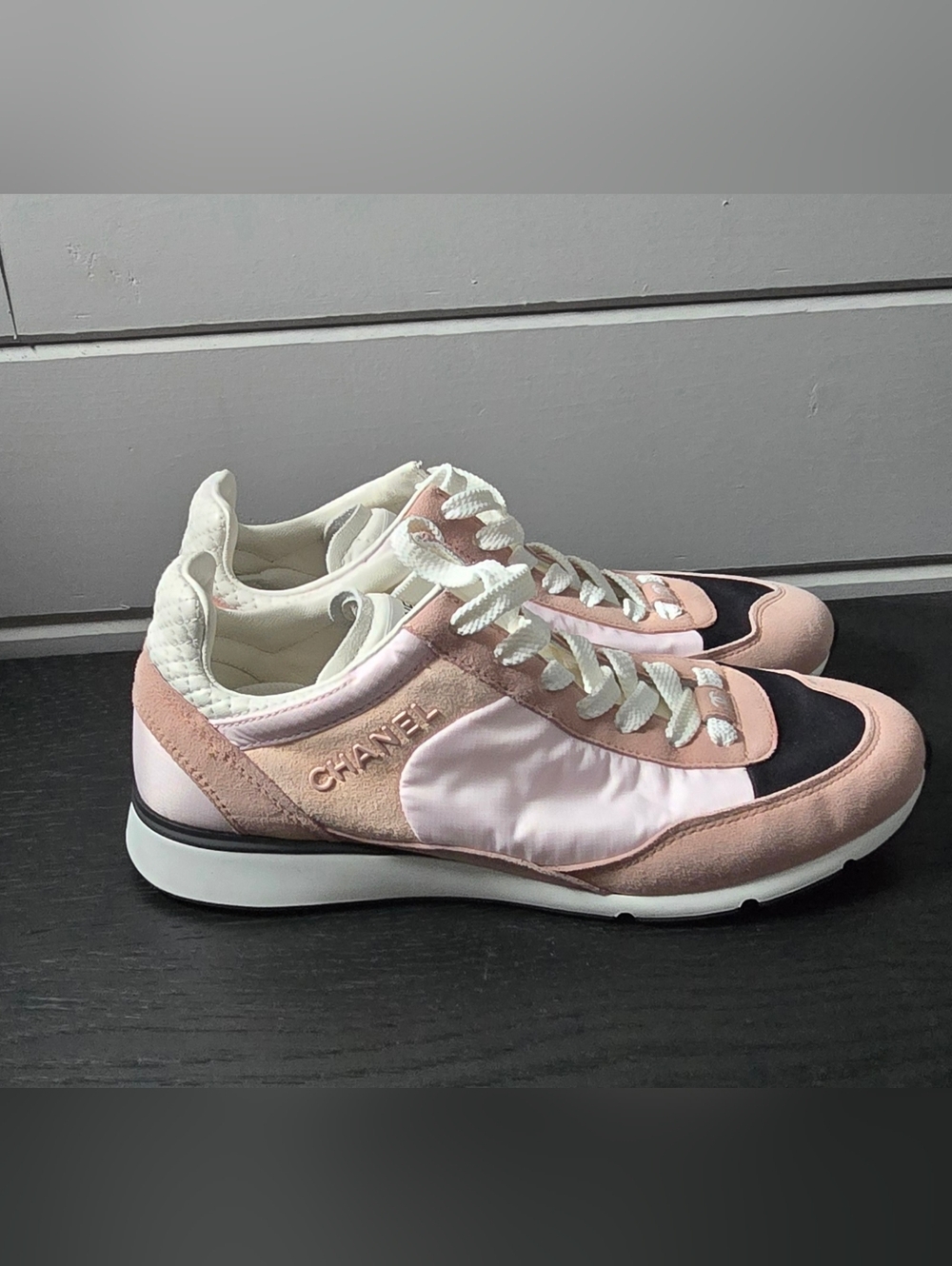 New Chanel Pink and Black Low-Top Sneakers with Dust Bags - Picture 2 of 7